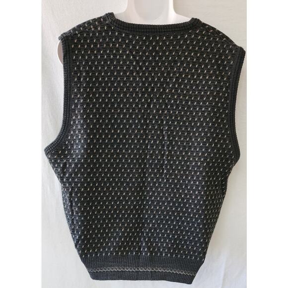 Murano VTG 90s Wool Blend Diamond Pattern V neck Sleeveless Sweater Vest Mens XL - Picture 2 of 8